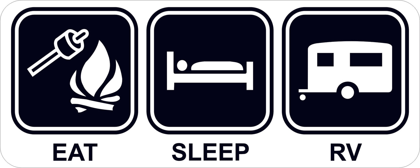 Eat Sleep RV Vinyl Sticker Decal | Camping RVing