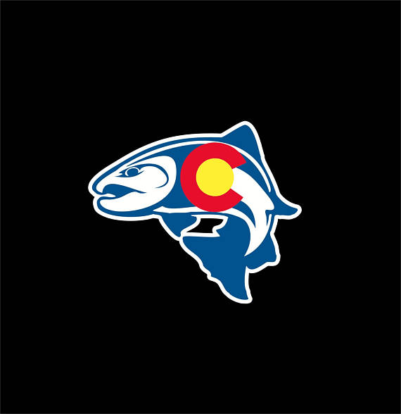 Colorado State Flag Rainbow Trout Fishing Vinyl Sticker Decal