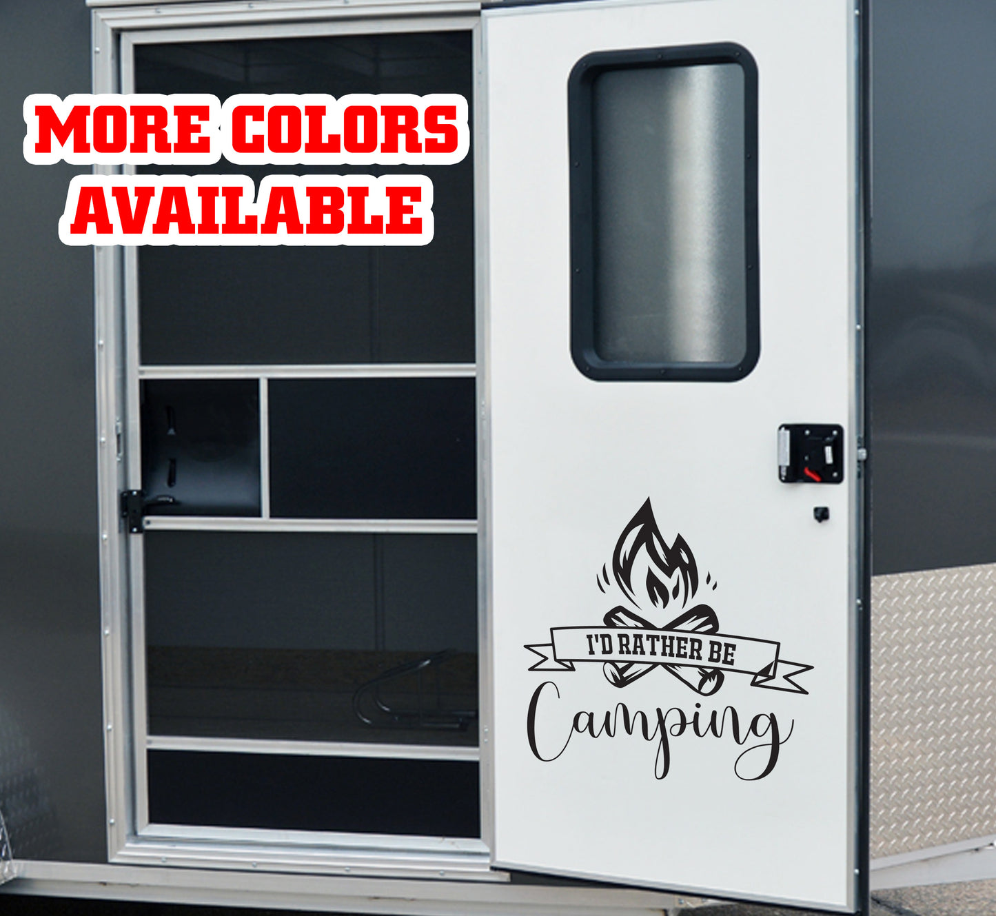 I'd rather be camping Vinyl Sticker Decal Graphic | RV Slide Decal RV Door Decal Travel Trailer Camper Truck