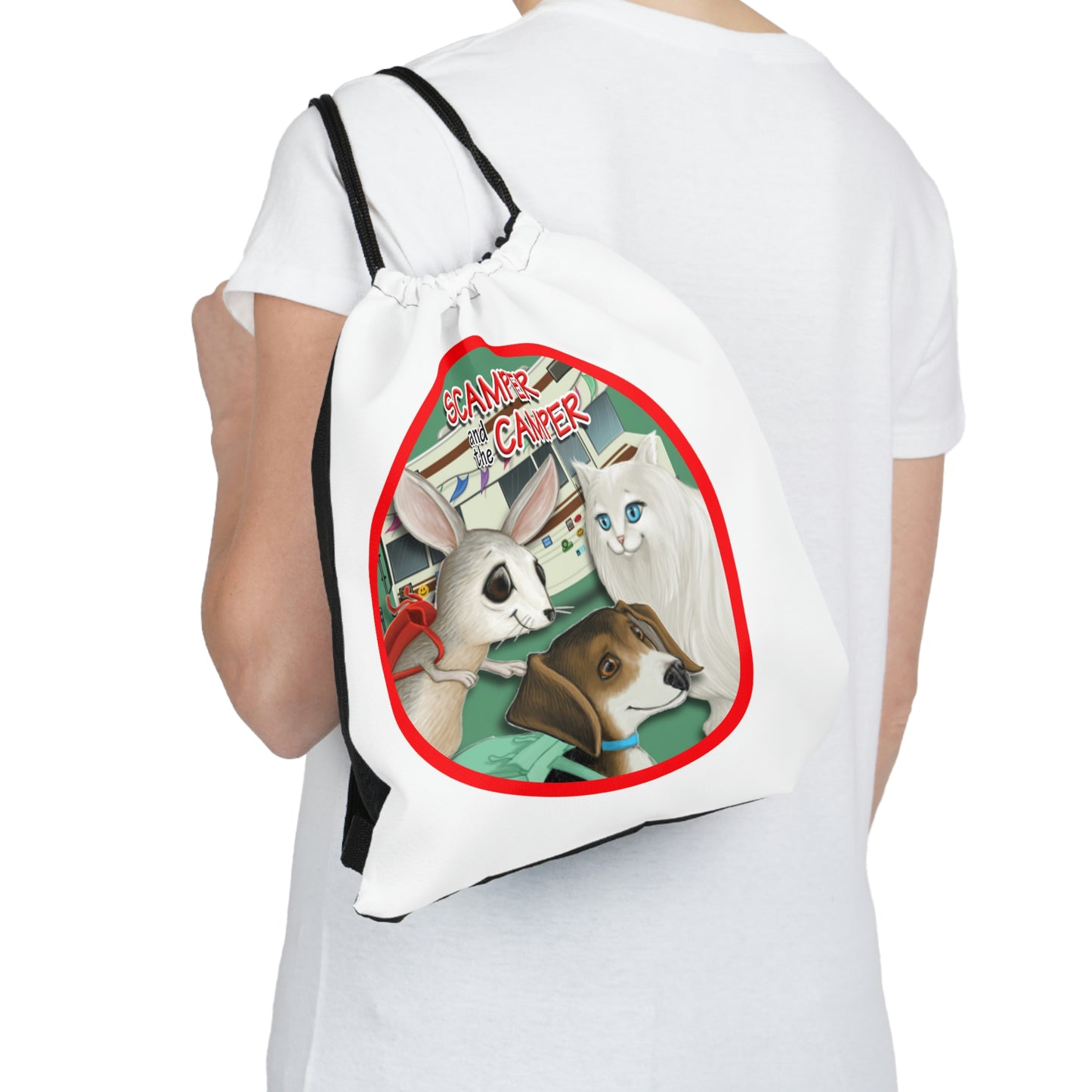 Scamper and Friends Outdoor Drawstring Bag