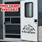 It's time for an Adventure camping Vinyl Sticker Decal Graphic | RV Slide Decal RV Door Decal Travel Trailer Camper