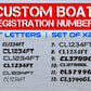 Custom Boat Registration Numbers | One Set of Two | Boat Numbers Stickers | Jet Ski Boat lettering | Boat Numbers | Boat letters | 1 pair