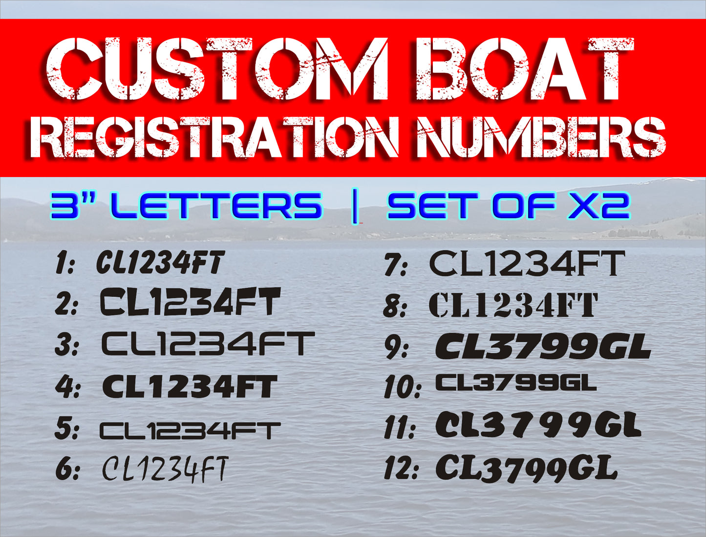 Custom Boat Registration Numbers | One Set of Two | Boat Numbers Stickers | Jet Ski Boat lettering | Boat Numbers | Boat letters | 1 pair