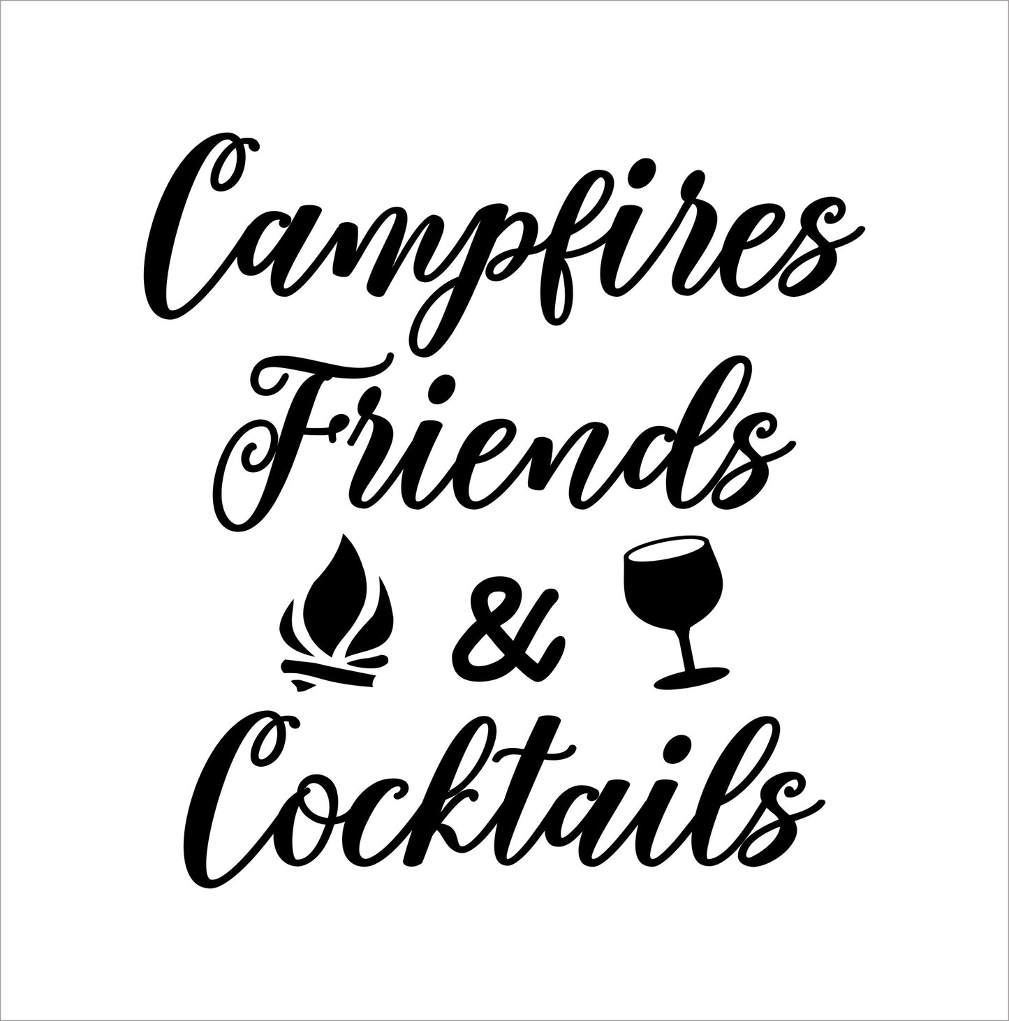 Campfires Cocktails & Friends RV Door or Slide Vinyl Sticker Decal Graphic