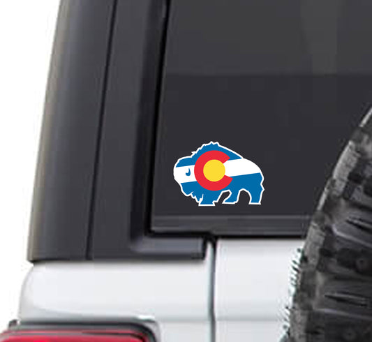 Colorado State Flag Buffalo Vinyl Sticker Decal - CO I love Colorado native buffaloes buffs cu buffs