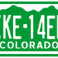 Colorado License Plate Hike 14ers Vinyl Sticker Decal - CO I love colorado camping hiking backpacking hike stickers