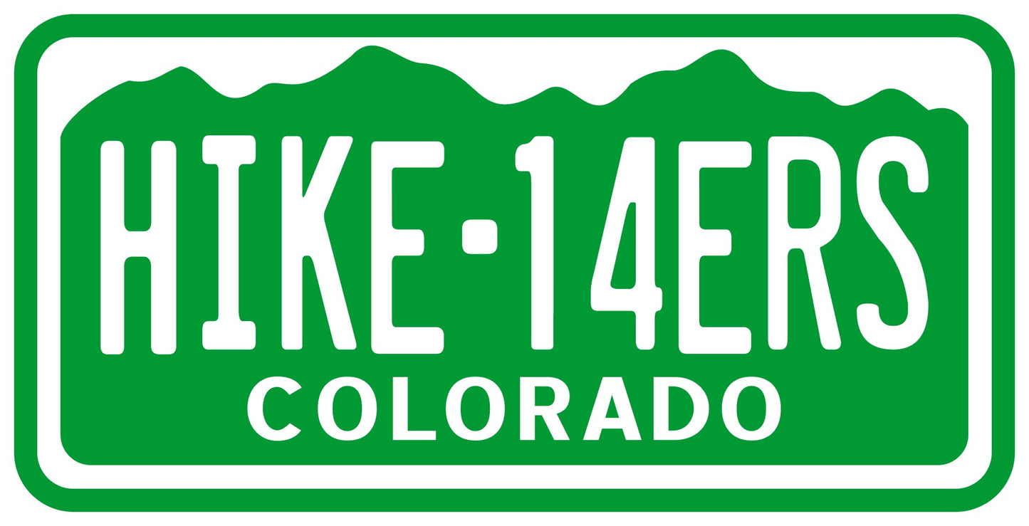 Colorado License Plate Hike 14ers Vinyl Sticker Decal - CO I love colorado camping hiking backpacking hike stickers