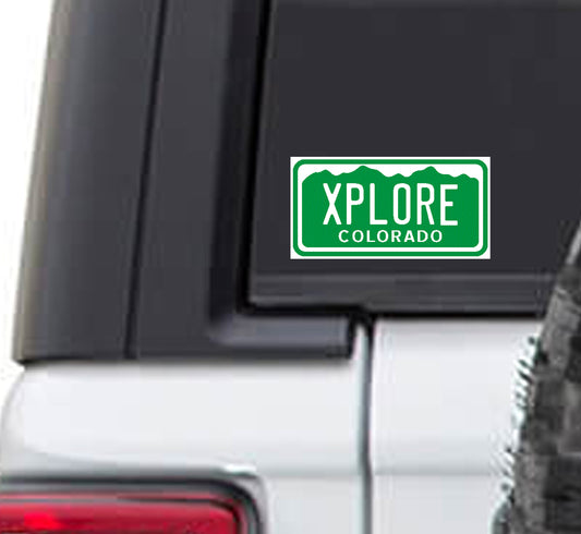 Colorado License Plate Xplore Vinyl Sticker Decal - CO I love colorado camping explore adventure adventurer hiking