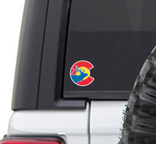 Colorado State Flag Elk Vinyl Sticker Decal