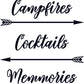 Campfires Cocktails Memories RV Door or Slide Vinyl Sticker Decal Graphic