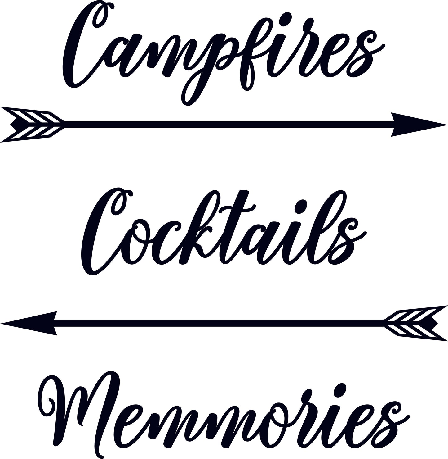 Campfires Cocktails Memories RV Door or Slide Vinyl Sticker Decal Graphic