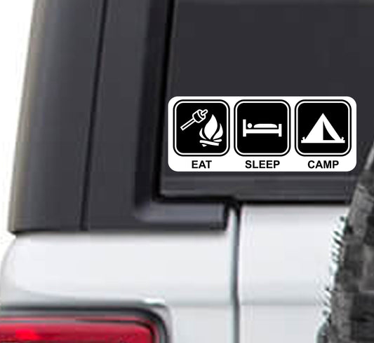 Eat Sleep Camp Vinyl Sticker Decal | Camping RV