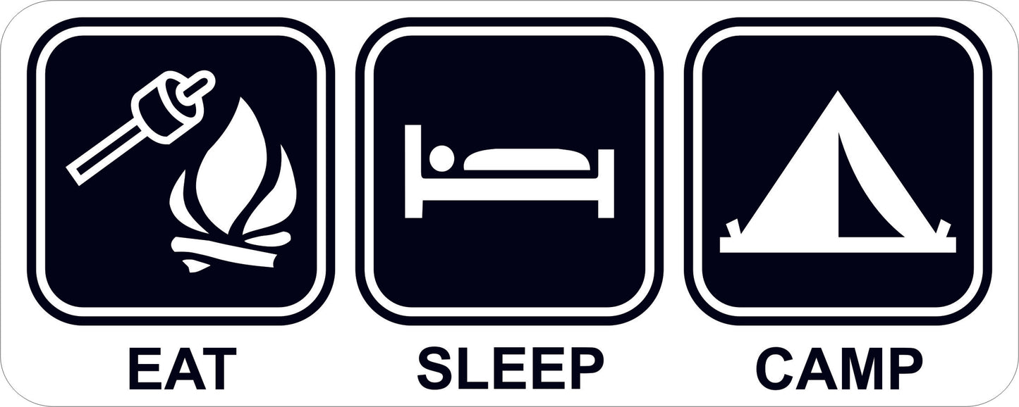 Eat Sleep Camp Vinyl Sticker Decal | Camping RV