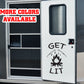 Get Lit campfire camping Vinyl Sticker Decal Graphic | RV Slide Decal RV Door Decal Travel Trailer Camper