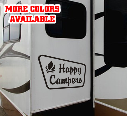 Happy Campers National Forest Vinyl Sticker Decal Graphic | RV Slide Decal RV Door Decal Travel Trailer Camper 5th wheel stickers