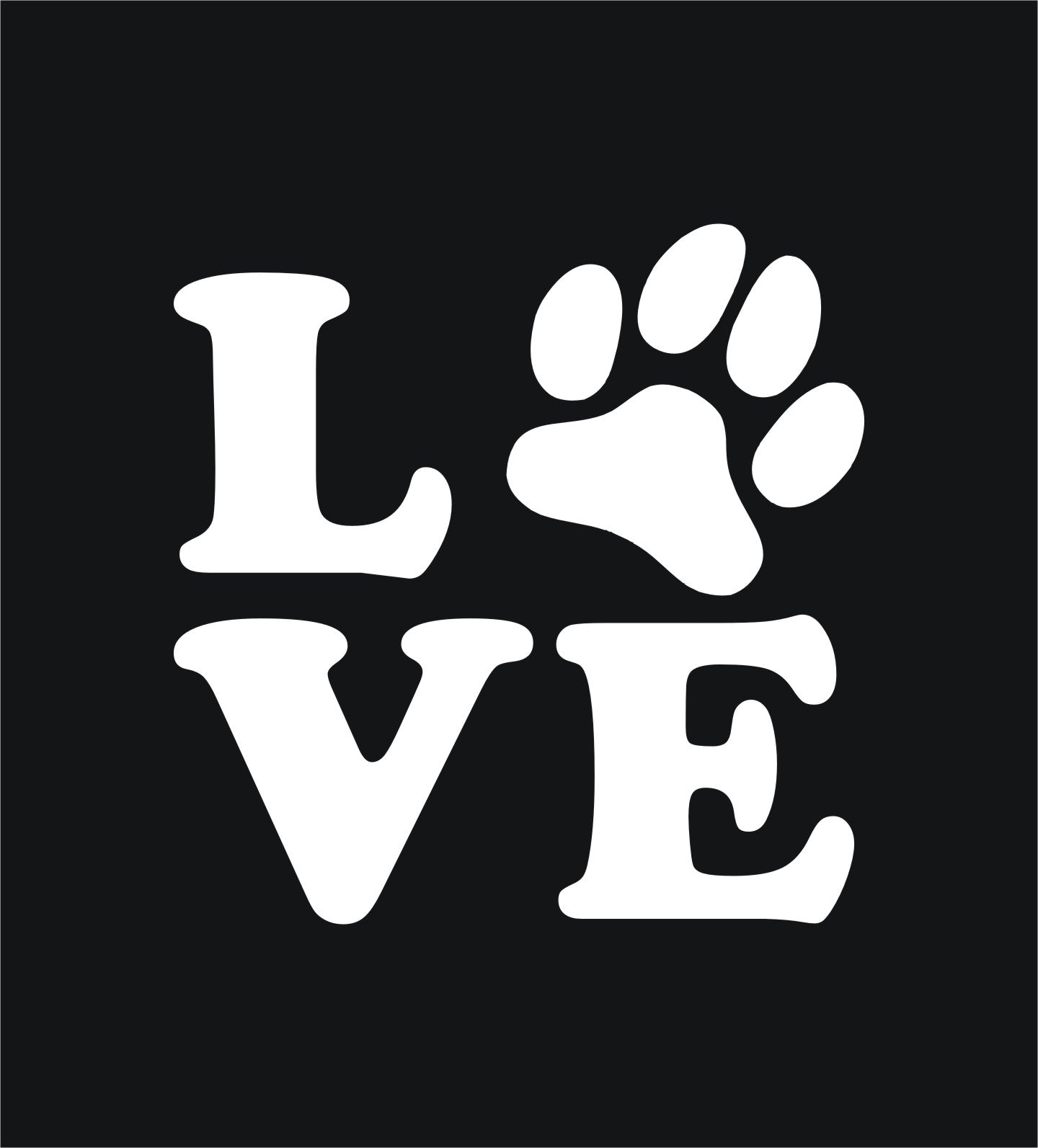 LOVE Dog Paw Vinyl Sticker Decal - love dogs dog lover k9 k-9 foot