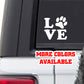 LOVE Dog Paw Vinyl Sticker Decal - love dogs dog lover k9 k-9 foot