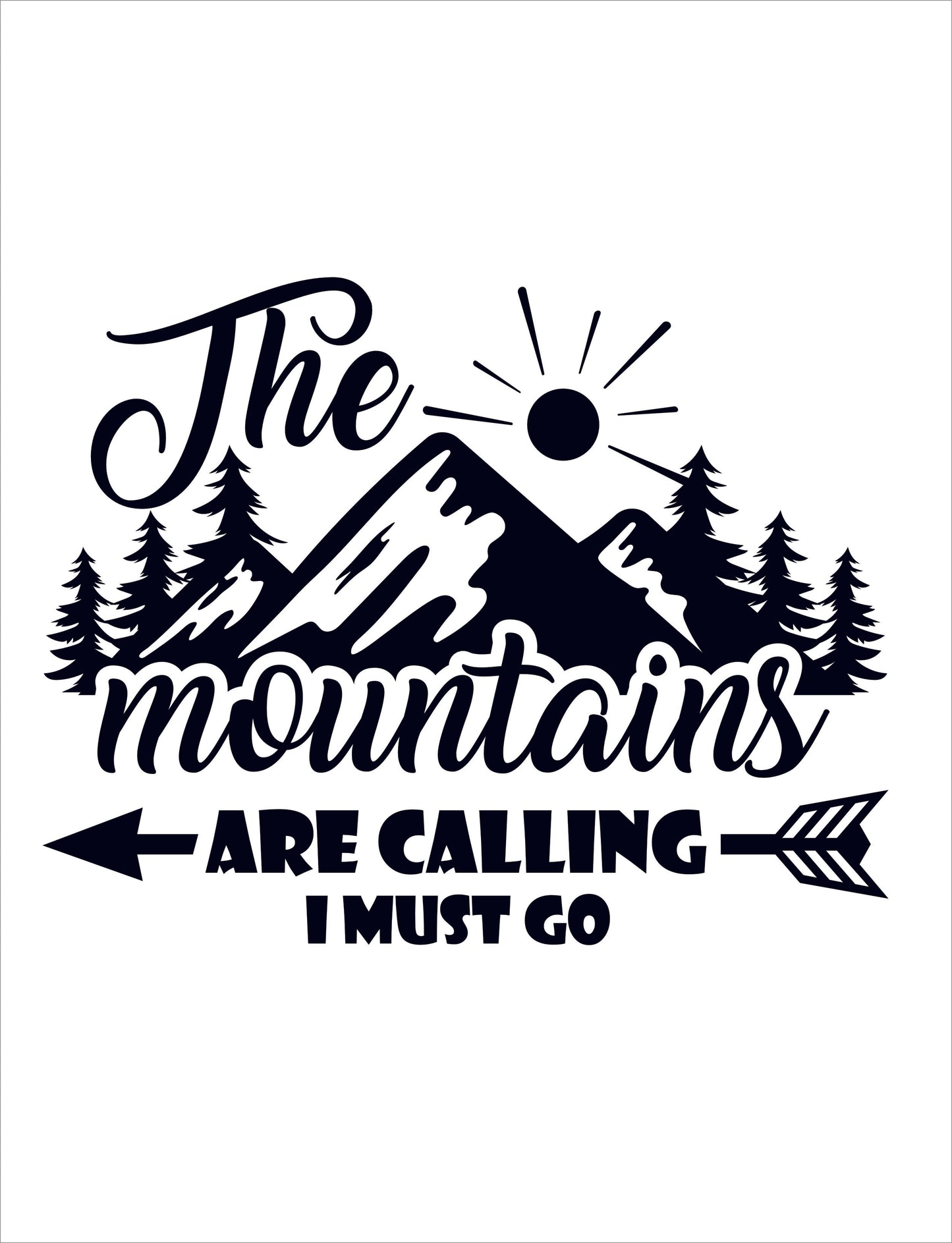 The mountains are calling I must go camping Vinyl Sticker Decal Graphic | RV Slide Decal RV Door Decal Travel Trailer Camper Truck