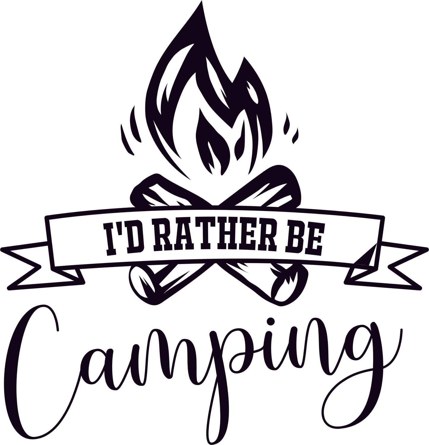 I'd rather be camping Vinyl Sticker Decal Graphic | RV Slide Decal RV Door Decal Travel Trailer Camper Truck