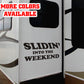 Slidin into the weekend RV slide out large vinyl Decal Graphic kit funny camping