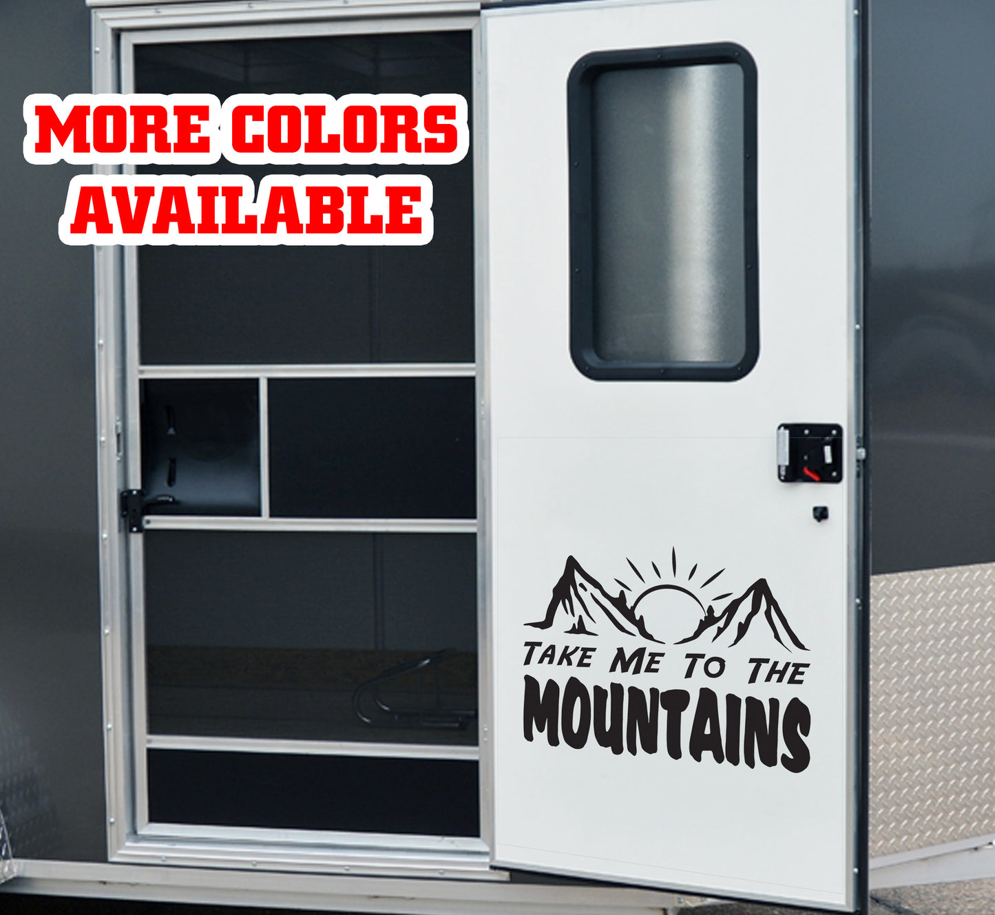 Take me to the mountains camping Vinyl Sticker Decal Graphic | RV Slide Decal RV Door Decal Travel Trailer Camper Truck