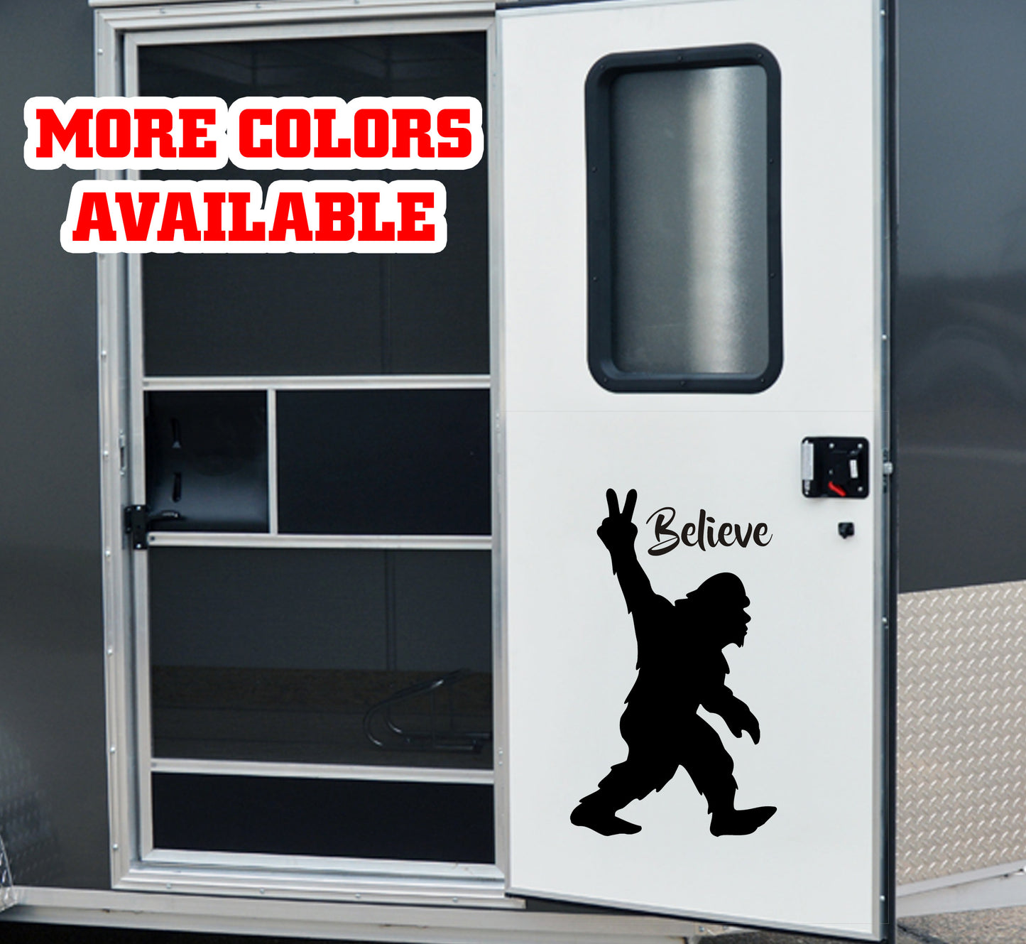 Bigfoot Yeti Believe Vinyl Sticker Decal Graphic | RV Slide Decal RV Door Decal Travel Trailer Camper motorhome Sasquatch graphics big foot