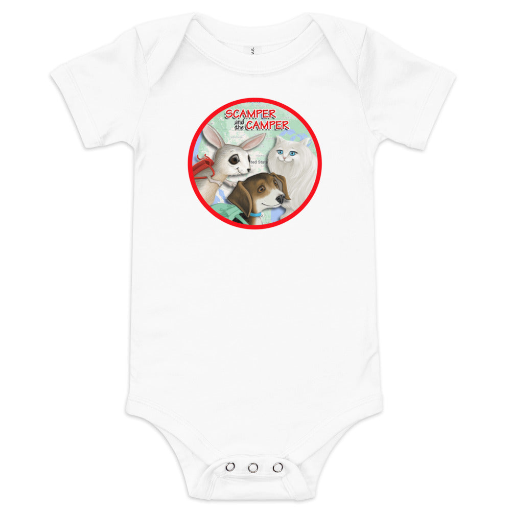 Scamper and the Camper Map Baby short sleeve one piece