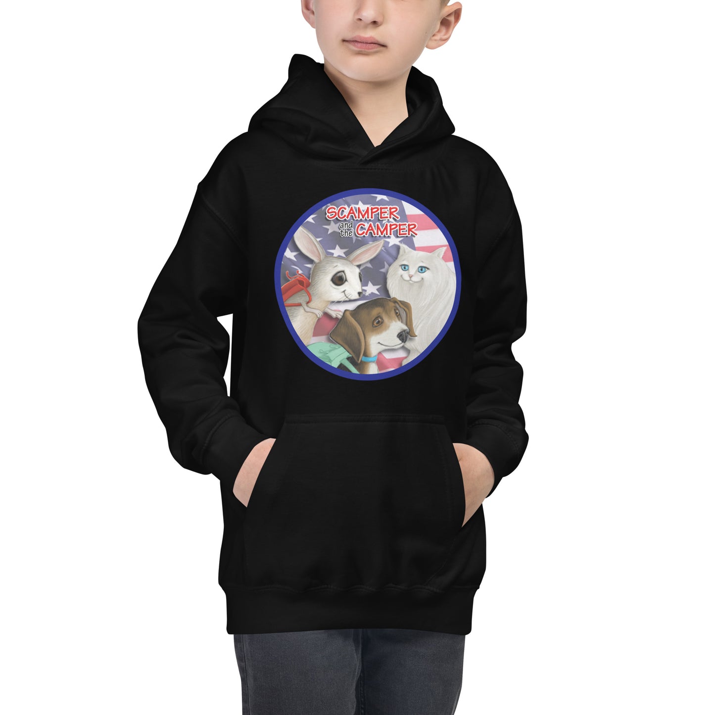 Scamper and the Camper Flag Kids Hoodie
