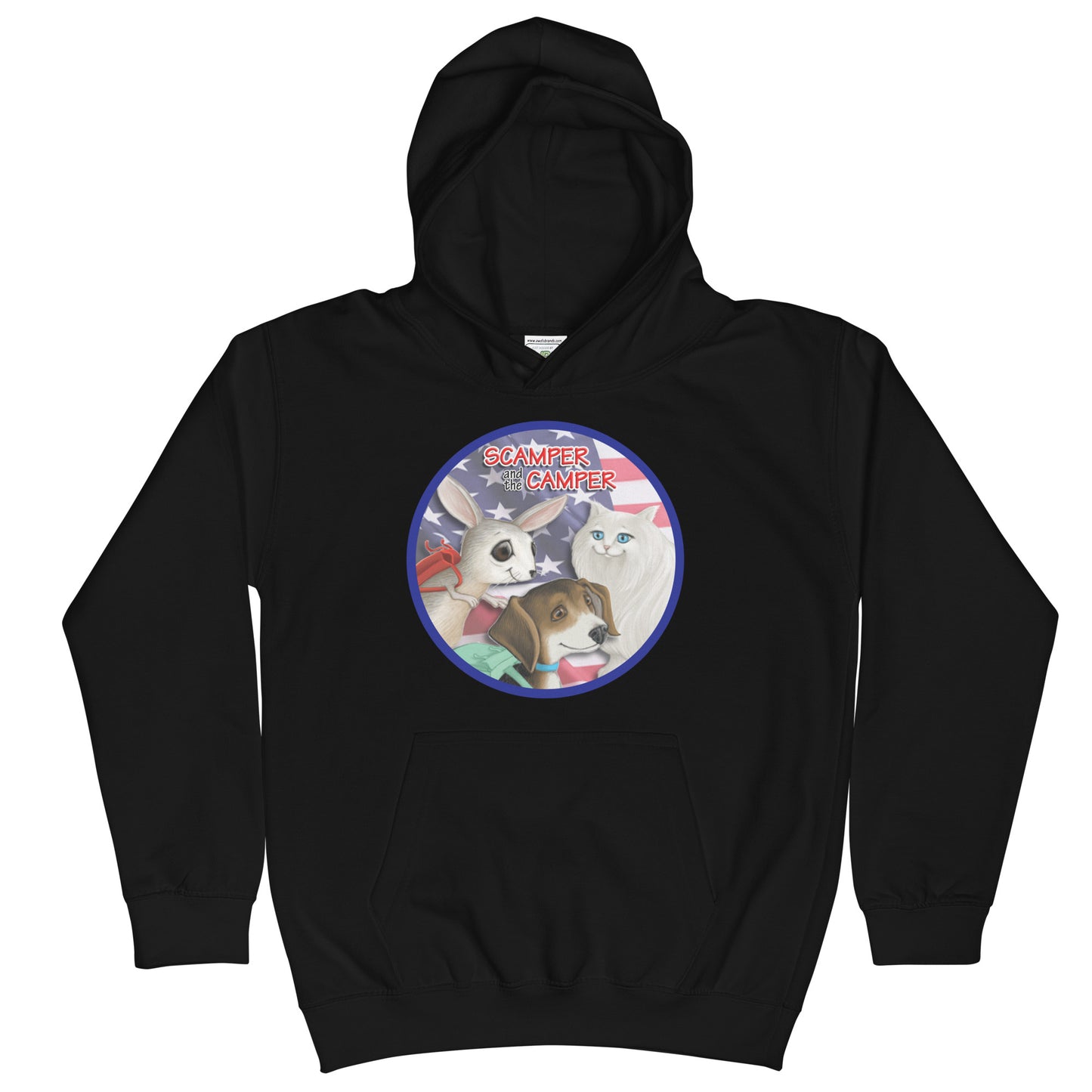 Scamper and the Camper Flag Kids Hoodie