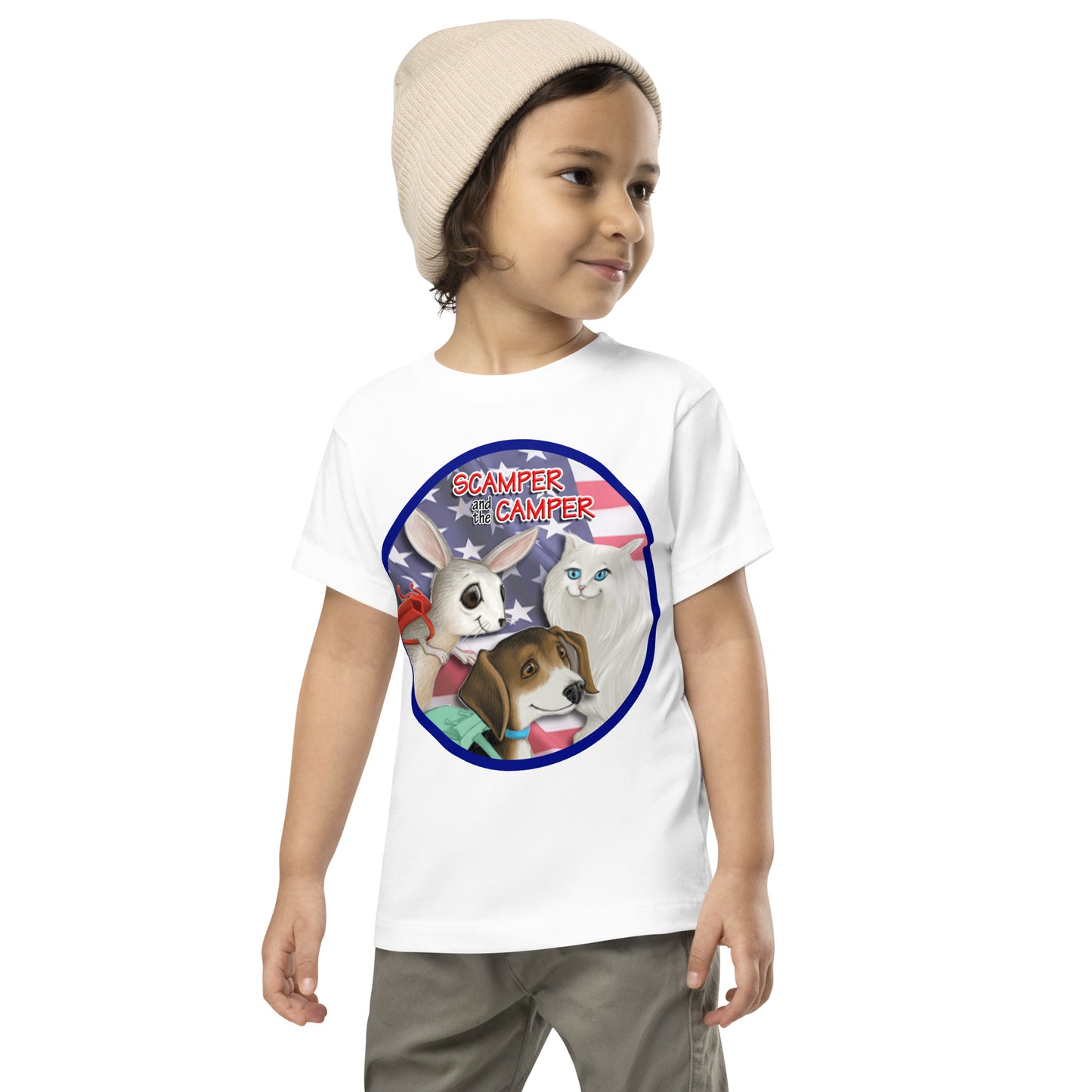 Scamper and the Camper Toddler Flag Tee